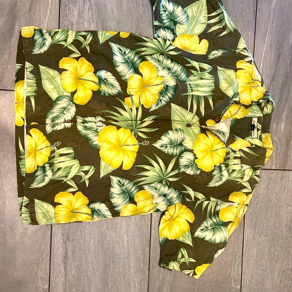 Tommy Bahama Green and Yellow Floral Shirt